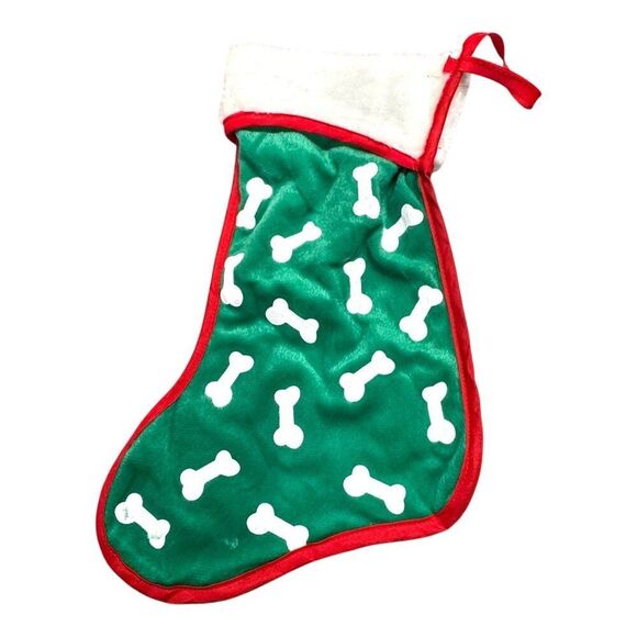 Christmas Dog & Knit Lot of 2 Stocking Set With Bone & Striped Designs Cat Puppy - Picture 3 of 7